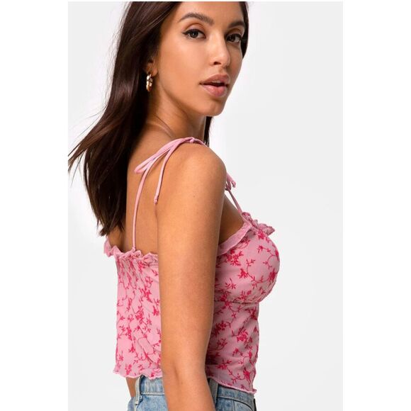 Motel Kalsi Top in Love Bloom Pink Flock Size Small - Picture 2 of 7